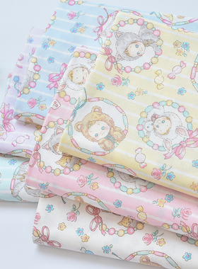 日本进口Quiltgate全棉卡通印花布料可爱糖果娃娃DIY手工童装面料