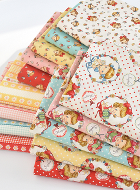 日本进口quiltgate纯棉卡通印花布玛格丽特娃衣DIY手工面料