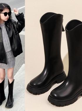 Lewis&clar s女童靴子2025新款春秋长靴儿童长筒靴马丁靴宝宝皮靴