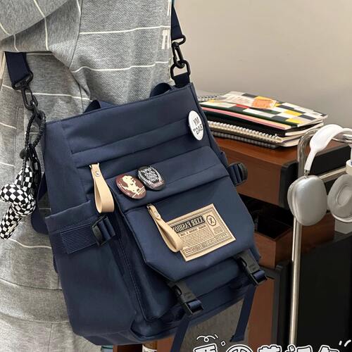 ST2025新款学生上课补习手提袋大容量斜挎包男复古休闲通勤单肩包