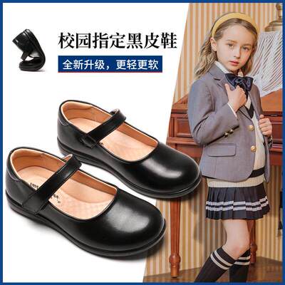 英国Next Rtxr女童小皮鞋真皮儿童学生单鞋黑色演出鞋表演公主鞋