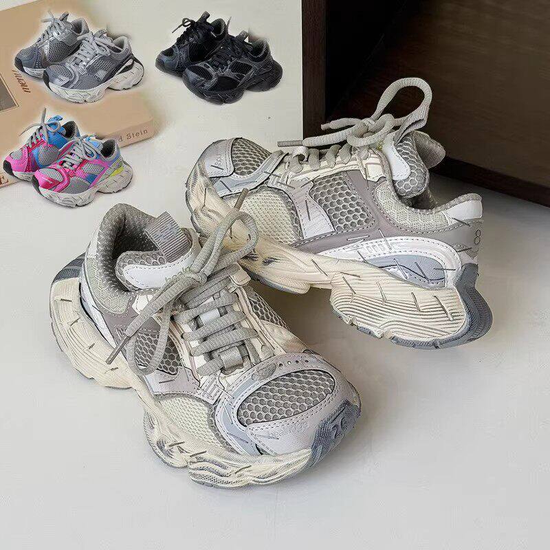 英国MDCW儿童运动鞋2026春秋老爹潮鞋男童女童厚底巴黎网面