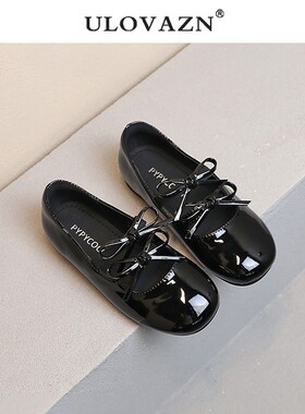 日本Ulovazn童鞋~女童小皮鞋2025新款黑色单鞋洋气软底儿童公主鞋