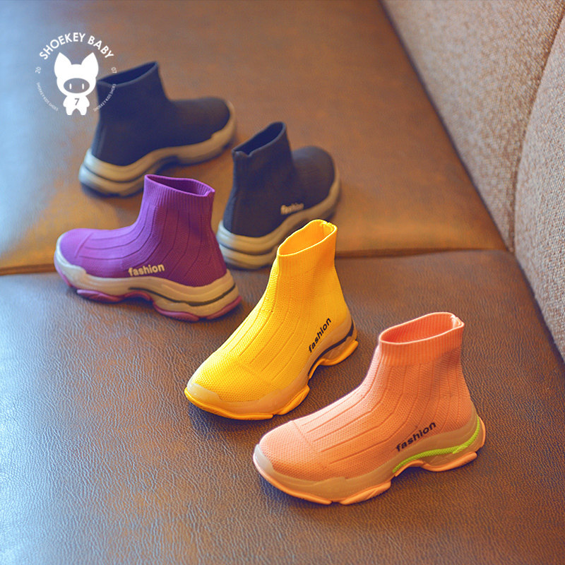 英国DGKP儿童袜子运动鞋2025秋冬季新款男女童针织软底加绒童鞋