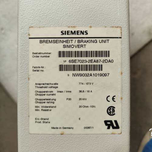 西门子制动单元SIMOVERT 6SE7023-2EA87-
