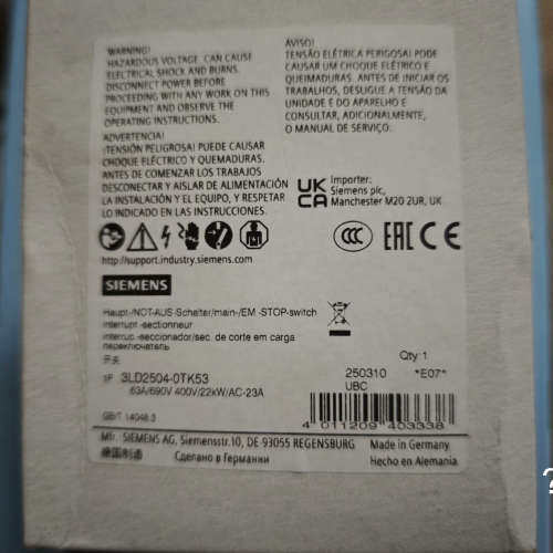 议价商品3LD2504-0TK53西门子隔离开关