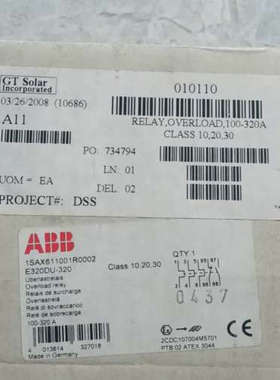 原装ABB热继电器 E320DU-320  100A-320