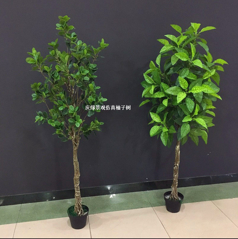 庆缘仿真柚子树盆栽人造假盆栽商场装饰摆放仿真盆栽