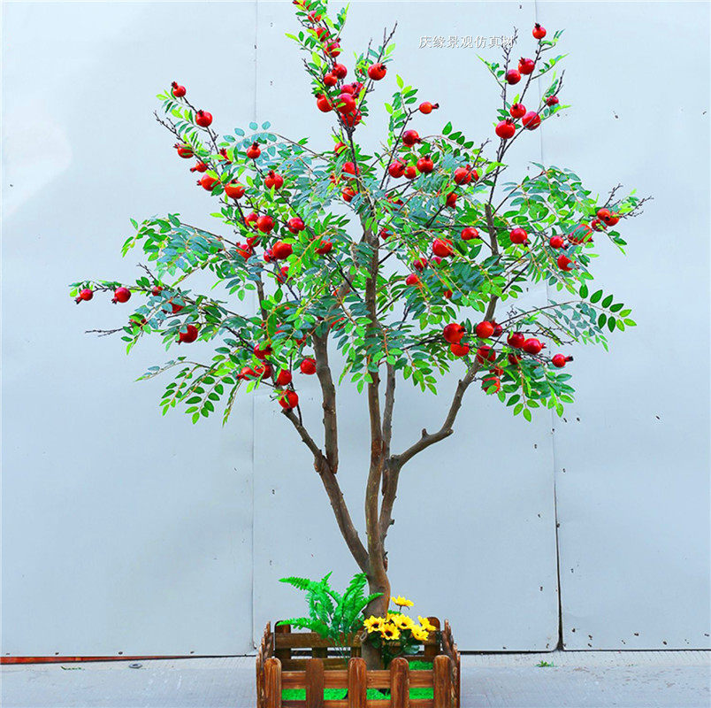 仿真石榴树假树盆栽树盆景落地花艺客厅庭院装饰摆放植物田园景观
