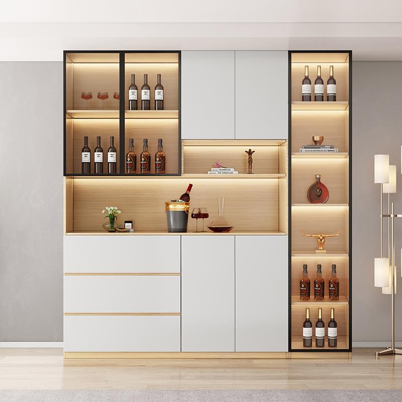 【香港包郵】餐边柜高柜一体现代简约客厅靠墙实木酒柜轻奢家用厨