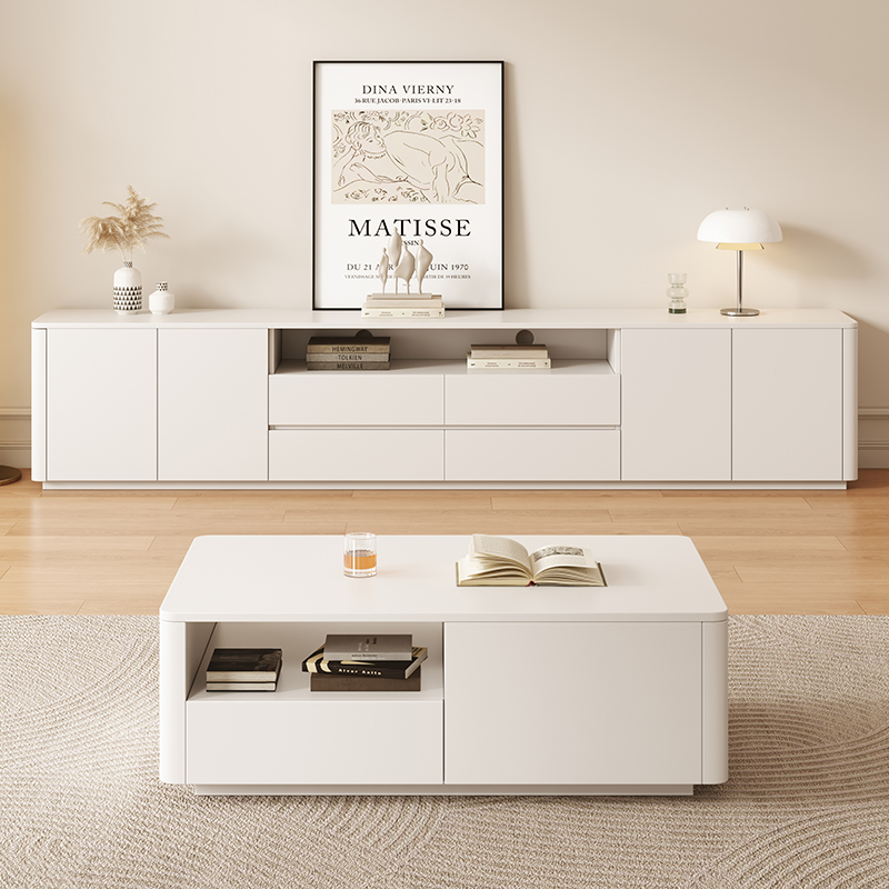 【香港包】电视机柜茶几组合小户型客厅白色极简地柜简约现代