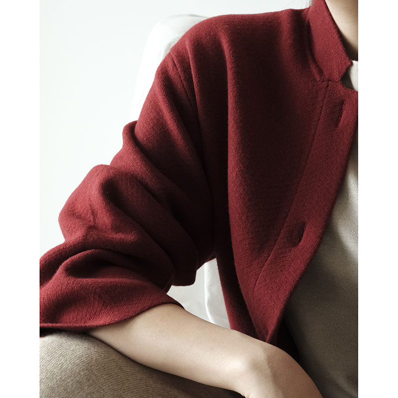 apcshop通勤立领纯羊绒外套