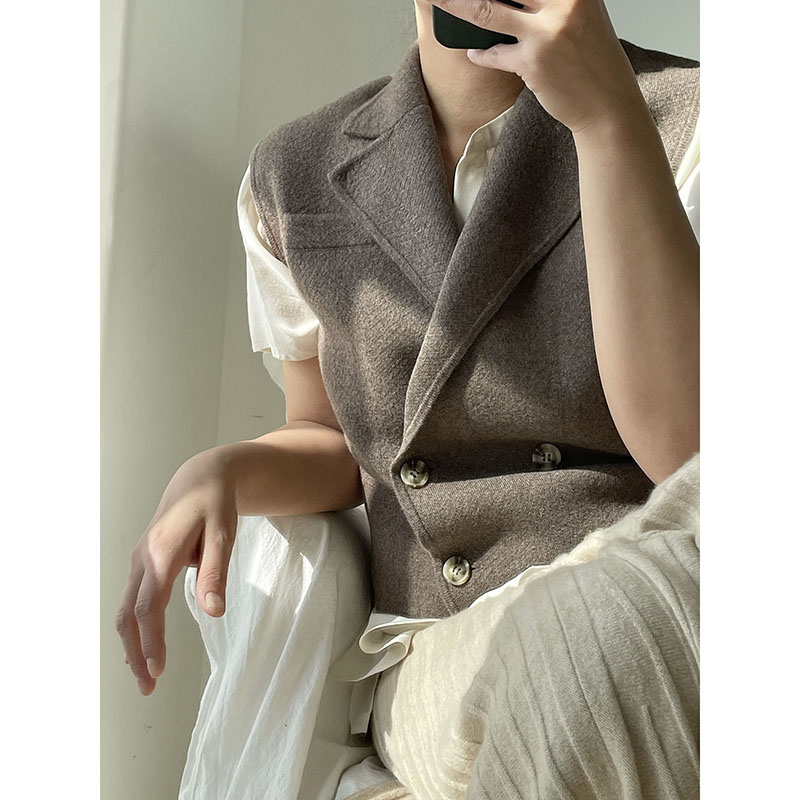 APCSHOP女开衫时尚短款翻领坎肩