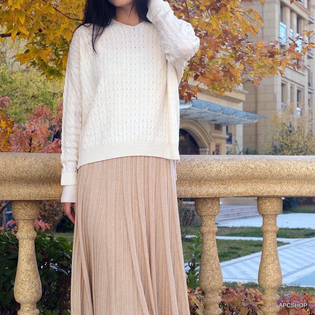 长袖羊绒衫apcshop羊绒V领通勤