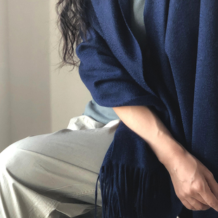 APCSHOP 保暖女士外搭百搭加厚兩用水波紋羊絨披肩圍脖大圍巾 冬季