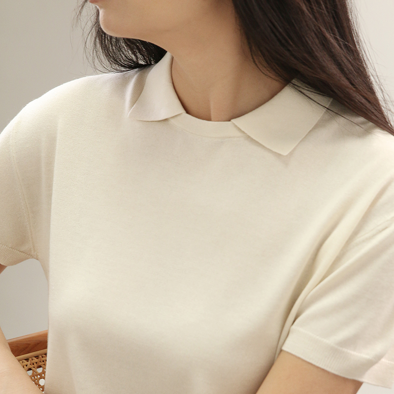 APCSHOP真丝羊绒套头POLO短袖