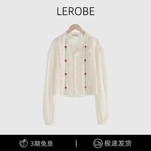 【现货】from beginning 章若楠 吴昕刘雯同款蕾丝花朵刺绣衬衫女