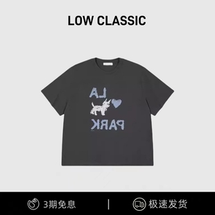 【现货】韩国low classic短袖李智恩IU同款宽松爱心涂鸦小狗T恤