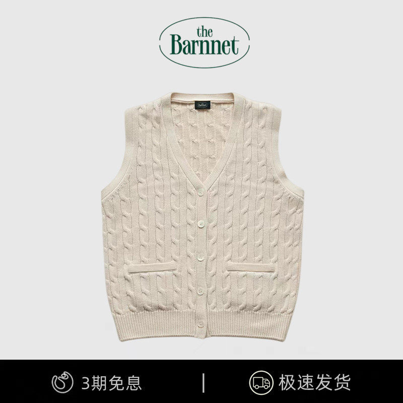【现货】韩国The barnnet八奶fever同款无袖V领麻花针织马甲背心