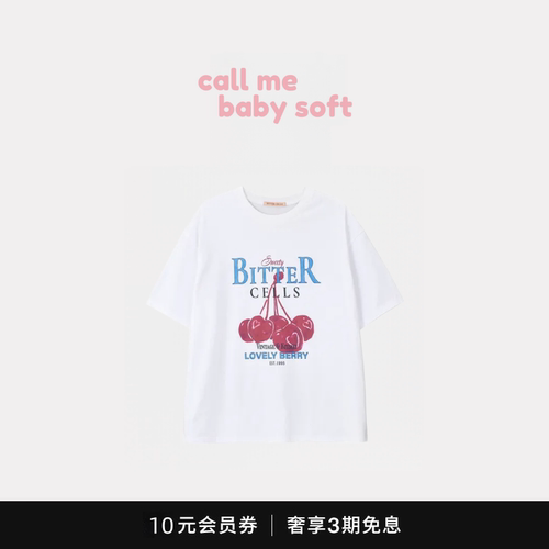 ●callmebabysoft韩国设计师樱桃印花宽松短袖T恤女圆领休闲上衣