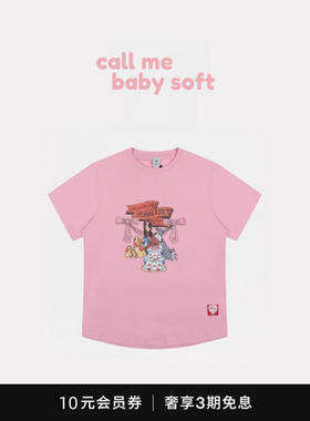 ●callmebabysoft潮牌RON联名卡通小狗短袖联名可爱蝴蝶结圆领T恤