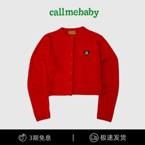 【现货】韩国callmebaby男女情侣系扣心形刺绣针织开衫长袖毛衣