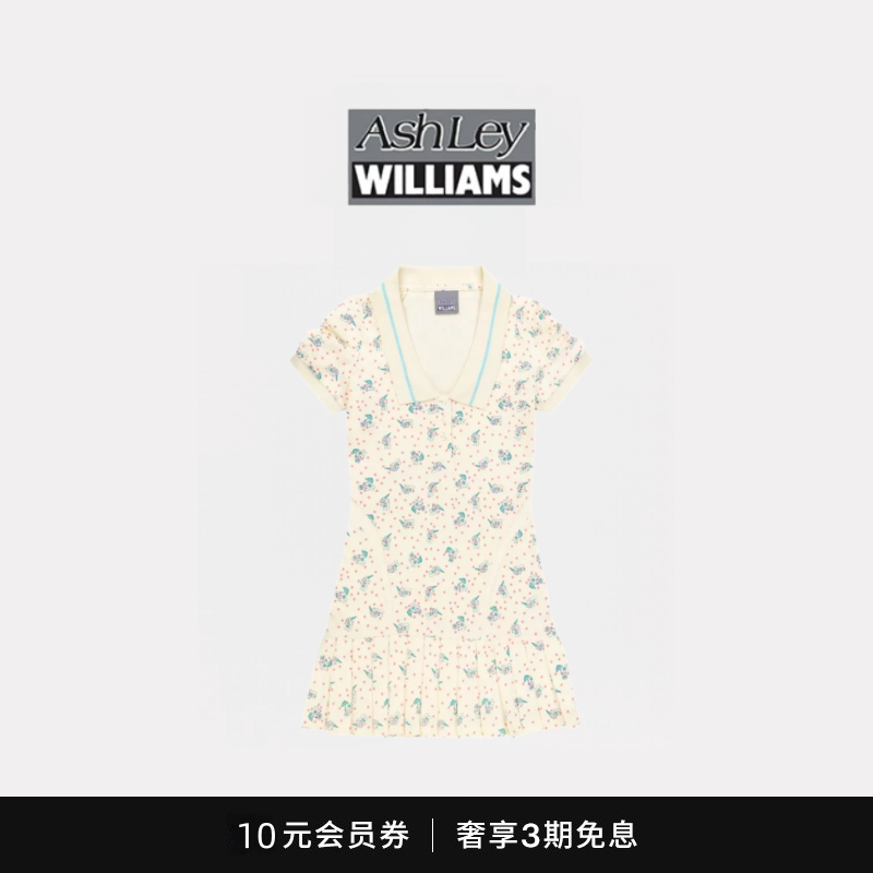 【现货】Ashley Williams韩国兔子印花短袖修身百褶短裙连衣裙图片