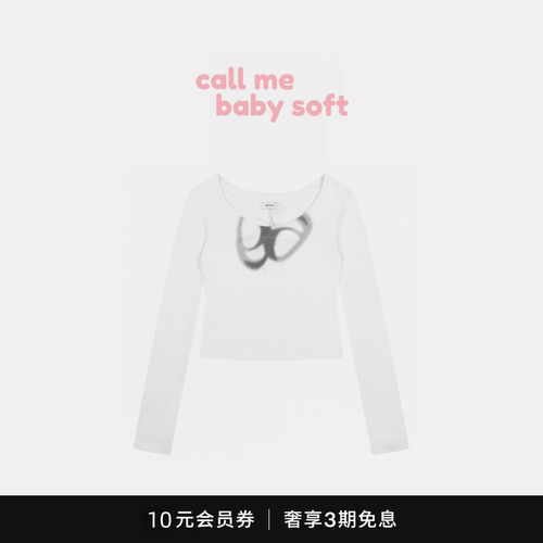 ●callmebabysoft韩国ason大领口微透短款修身长袖T恤打底衫辣妹