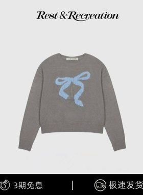 【现货】韩国李娜妍同款lartigent毛绒蝴蝶结针织衫毛衣长袖女