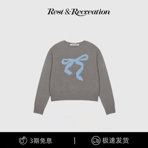 【现货】韩国李娜妍同款lartigent毛绒蝴蝶结针织衫毛衣长袖女