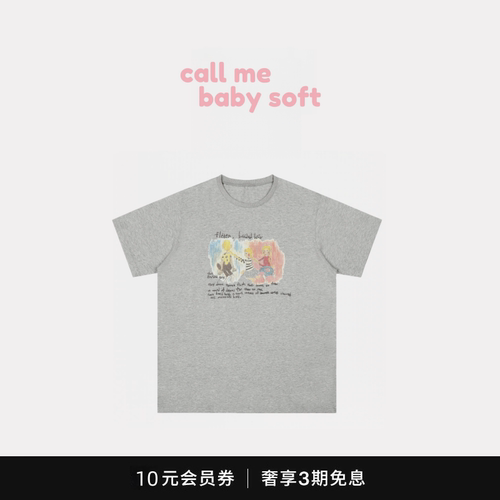 ●callmebabysoft潮牌fletta短袖T恤女编辫女孩印花宽松百搭上衣