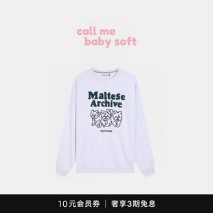 ●callmebabysoft韩国潮牌WaiKei三只小狗狗刺绣纯棉圆领套头卫衣