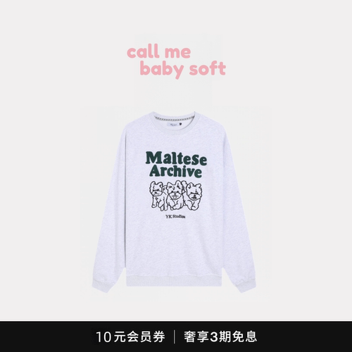 ●callmebabysoft韩国潮牌WaiKei三只小狗狗刺绣纯棉圆领套头卫衣