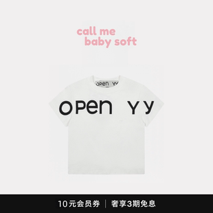 ●callmebabysoft韩国潮牌openyy字母印花短袖露腰修身T恤上衣女