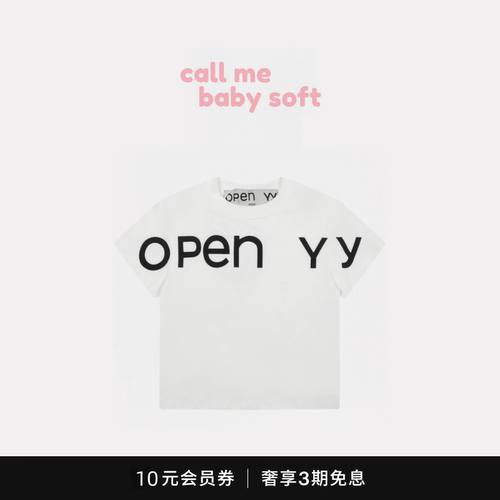●callmebabysoft韩国潮牌openyy字母印花短袖露腰修身T恤上衣女
