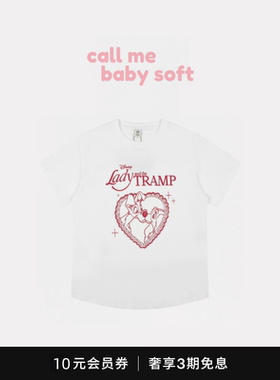 ●callmebabysoft潮牌短袖裴珠泫同款狗狗卡通印花爱心字母T恤女
