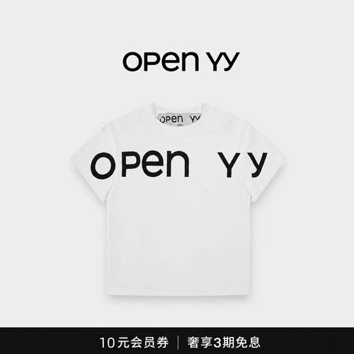 【现货】韩国潮牌open yy字母印花短袖露腰修身显瘦新款T恤上衣女