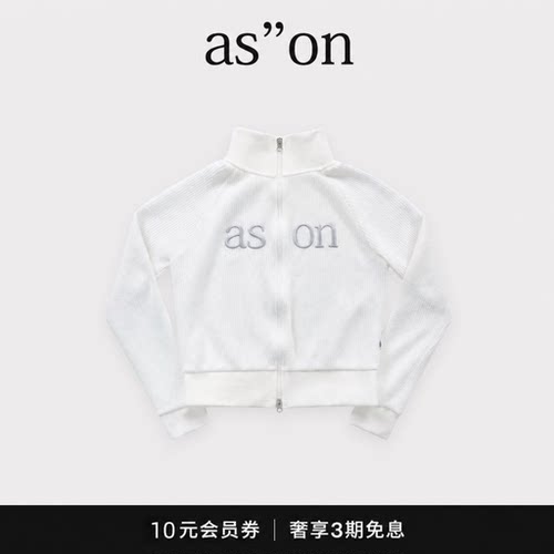 【现货】韩国ason字母立领拉链针织开衫外套女短款卫衣上衣秋新款