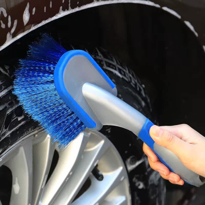 洗车刷子蓝色软毛刷清洁轮胎刷汽车轮毂清洗工具刷短柄汽车专用品