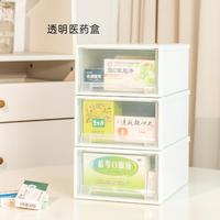 药箱家庭装家用多层收纳盒应急药品整理收纳箱桌面抽屉式透明药盒