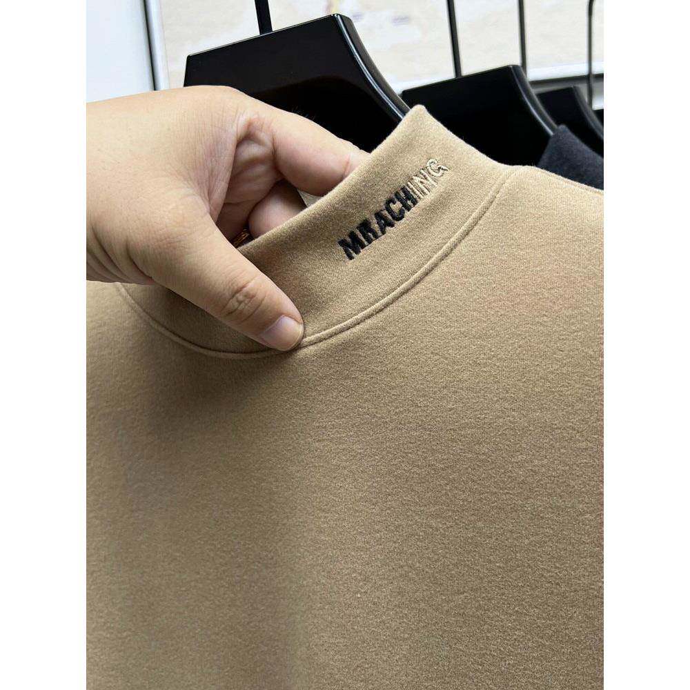 保暖磨毛长袖T恤双面绒打底衫男半高领秋冬休闲立领内搭德绒卫衣