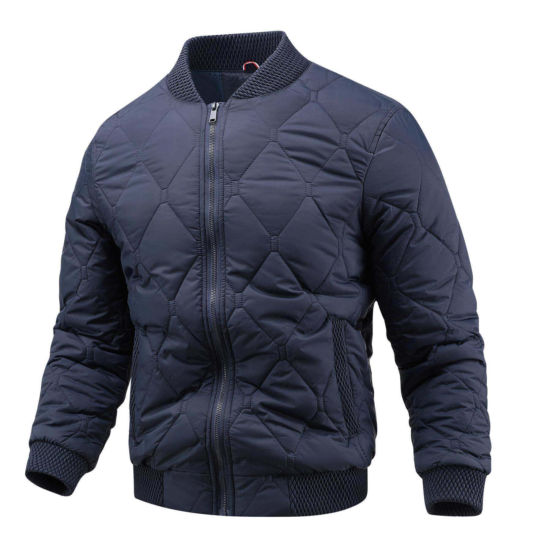 Mostarsea~秋冬棉衣外套男士休闲百搭立领棉服菱形格防风保暖棉袄