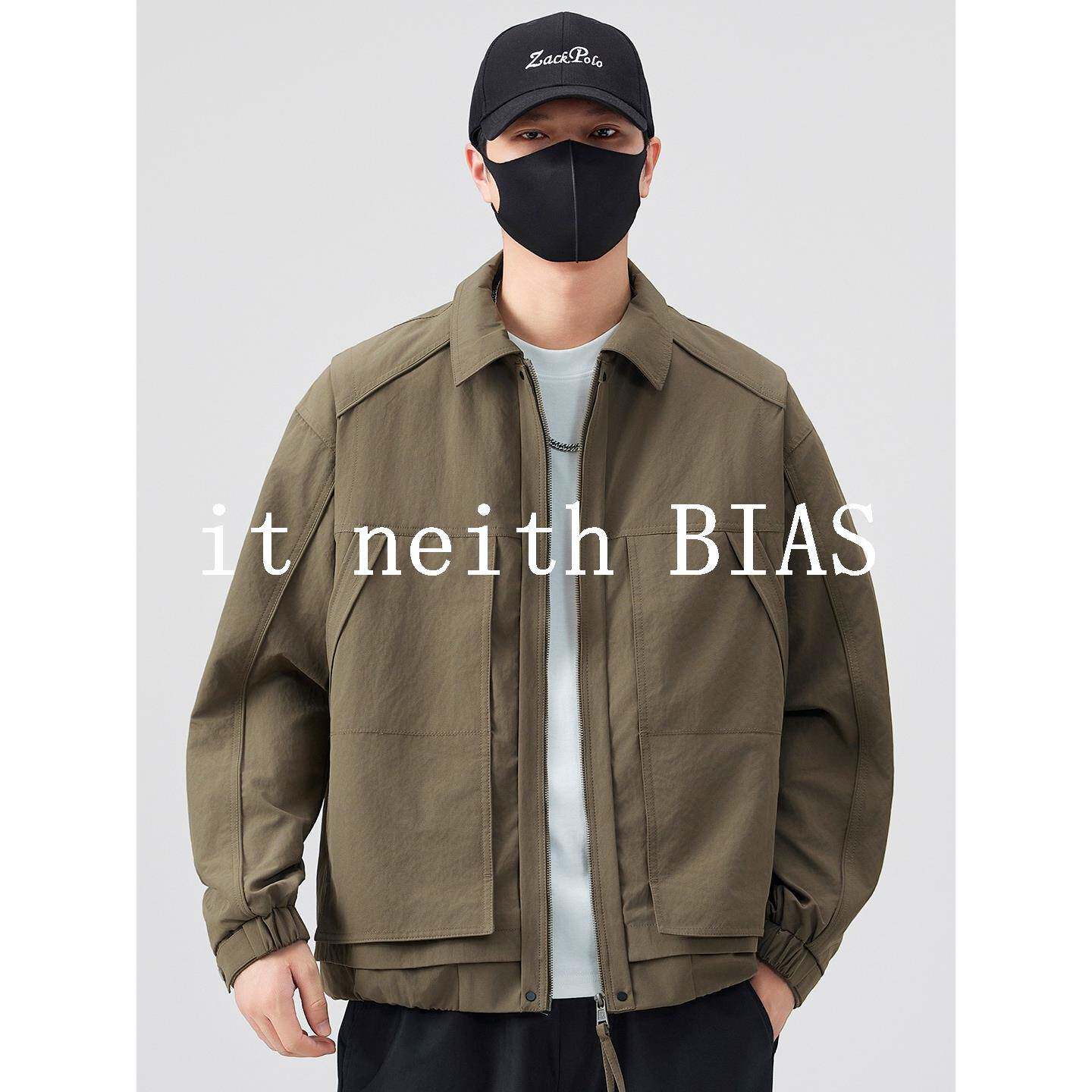 it neith BIAS假两件外套男春秋季2025新款休闲宽松翻领工装夹克