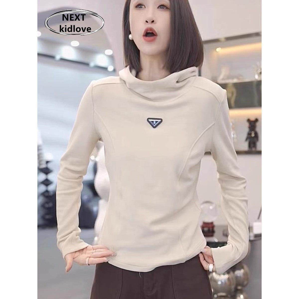 香港秋冬2025新款双面澳绒连帽卫衣女流行款纯色休闲显瘦打底上衣