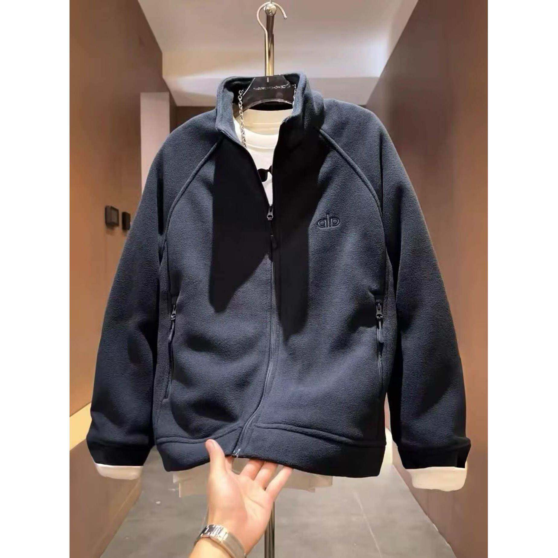 MAROLIO~双面摇粒绒立领外套男士高级感字母刺绣百搭休闲保暖夹克