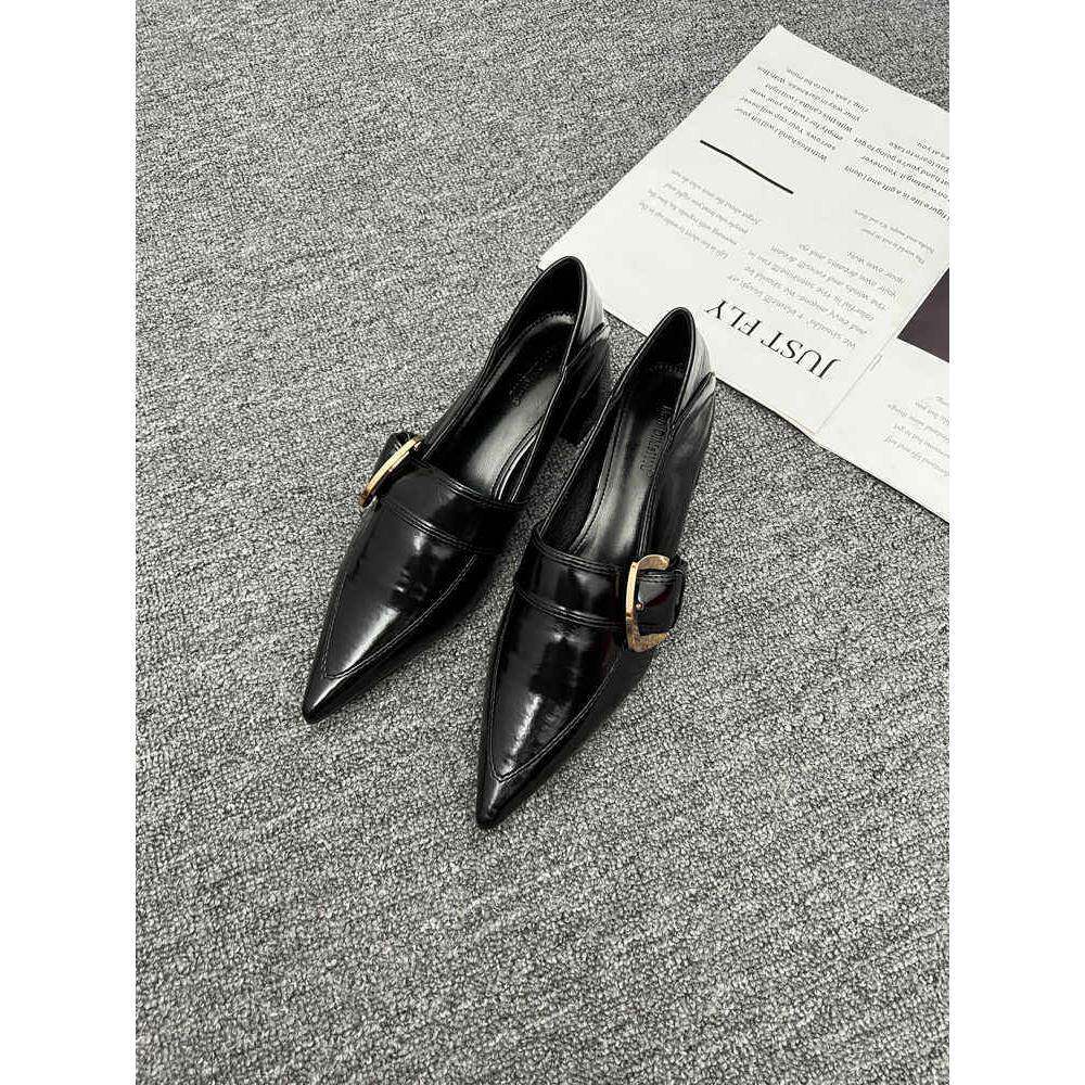 潮牌法式单鞋尖头小高跟粗跟新款春款女鞋英伦风鞋子2025超火皮鞋