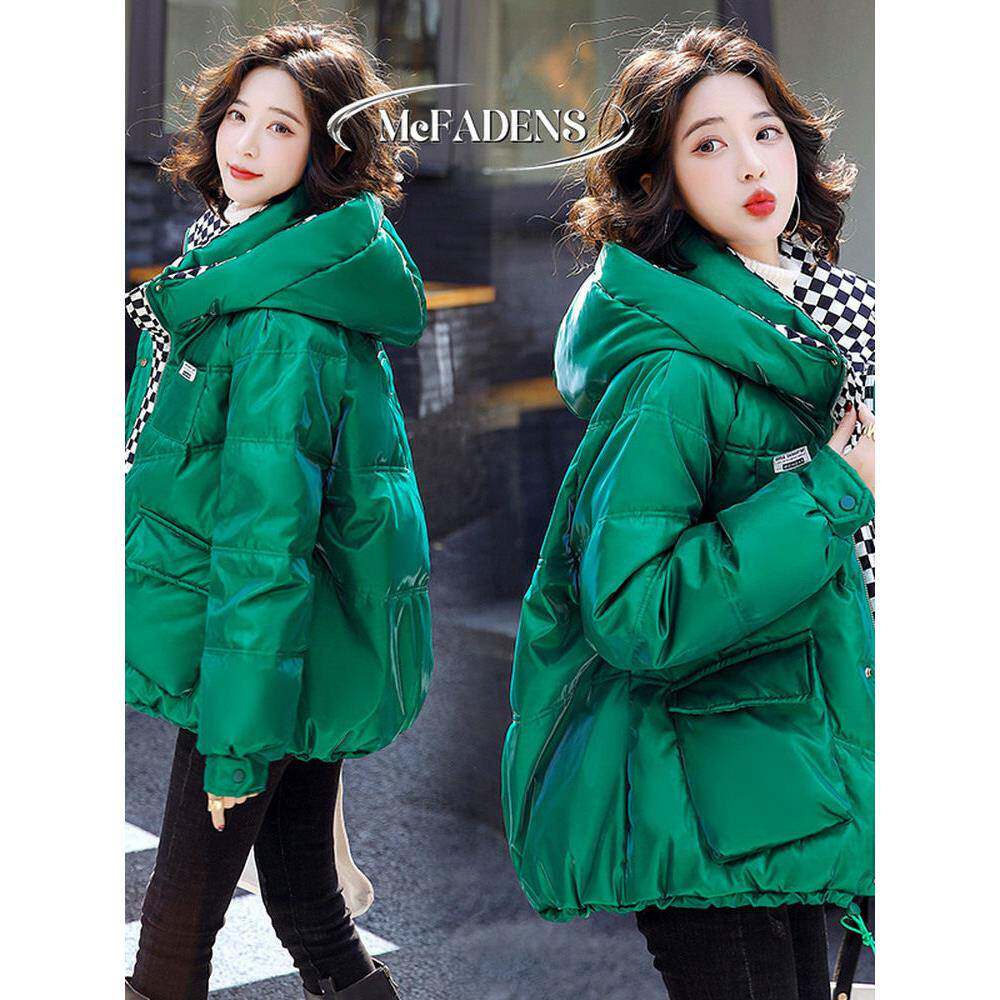 香港亮面短款羽绒服女冬款加厚小个子棋盘格撞色洋气90白鸭绒外套