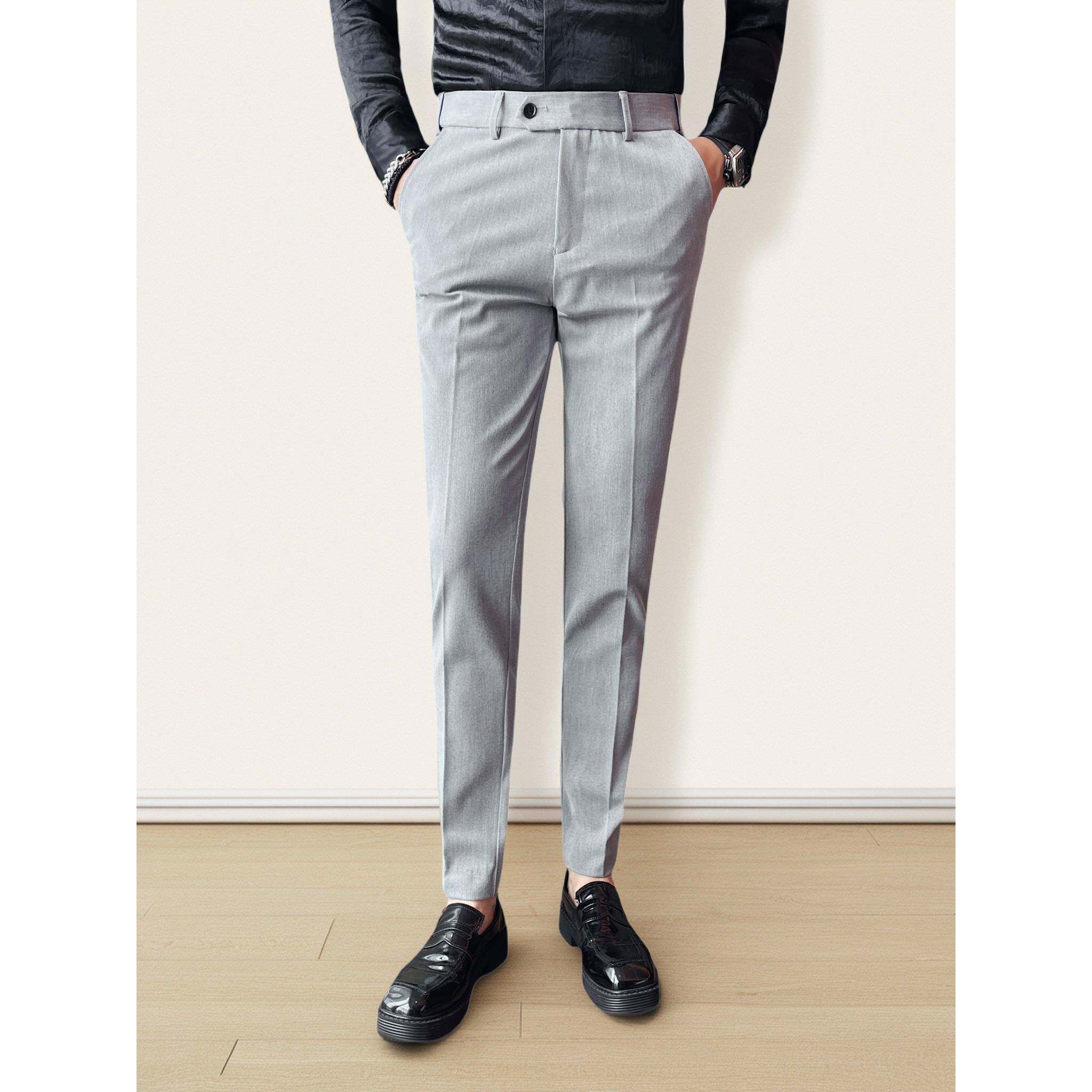 高端商务休闲西裤男士秋冬季新款韩版修身免烫纯色正装长裤子男款