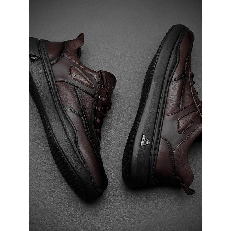 覆古擦色时尚休闲皮鞋2025秋冬新款男士潮流百搭轻质板鞋厚底潮鞋,流行男鞋,休闲板鞋,淘宝优惠券,粉丝福利购,淘宝优惠卷