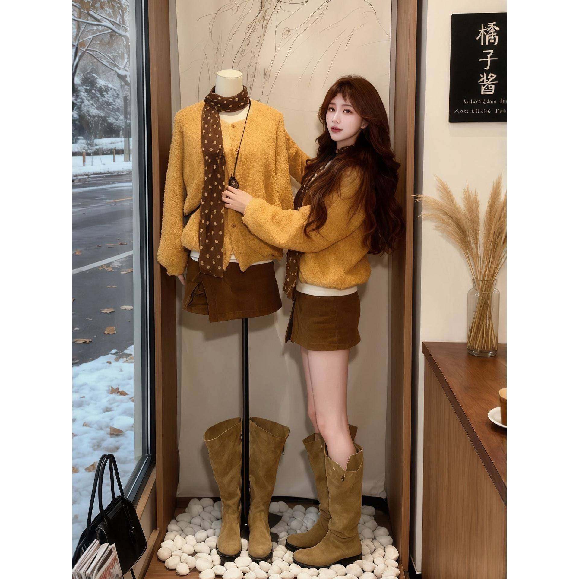 香港秋季穿搭一整套大码胖mm针织开衫半身短裙复古高级时尚套装女,女装/女士精品,常规大码外套,淘宝优惠券,粉丝福利购,淘宝优惠卷